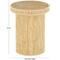 20" x 16" x 16" Light Brown Wooden Handmade Accent Table with Linear Wood Strip Design